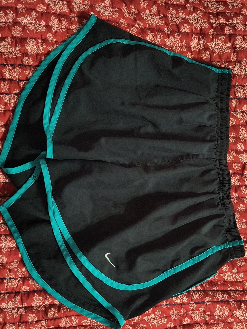 Nike Black Athletic Shorts with Teal Trim